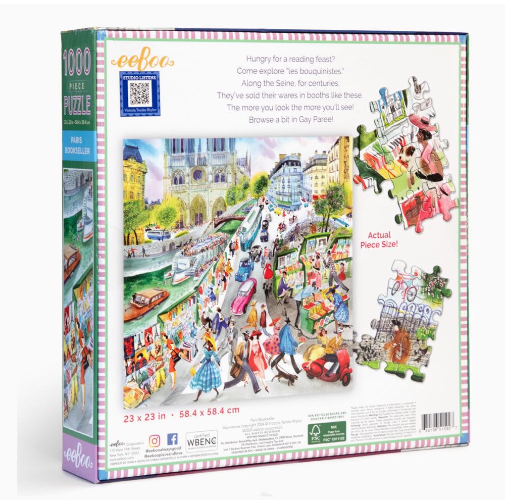 Paris Bookseller - eeBoo Piece & Love puzzle collectible [Barcode 689196515927] - Main Image 2