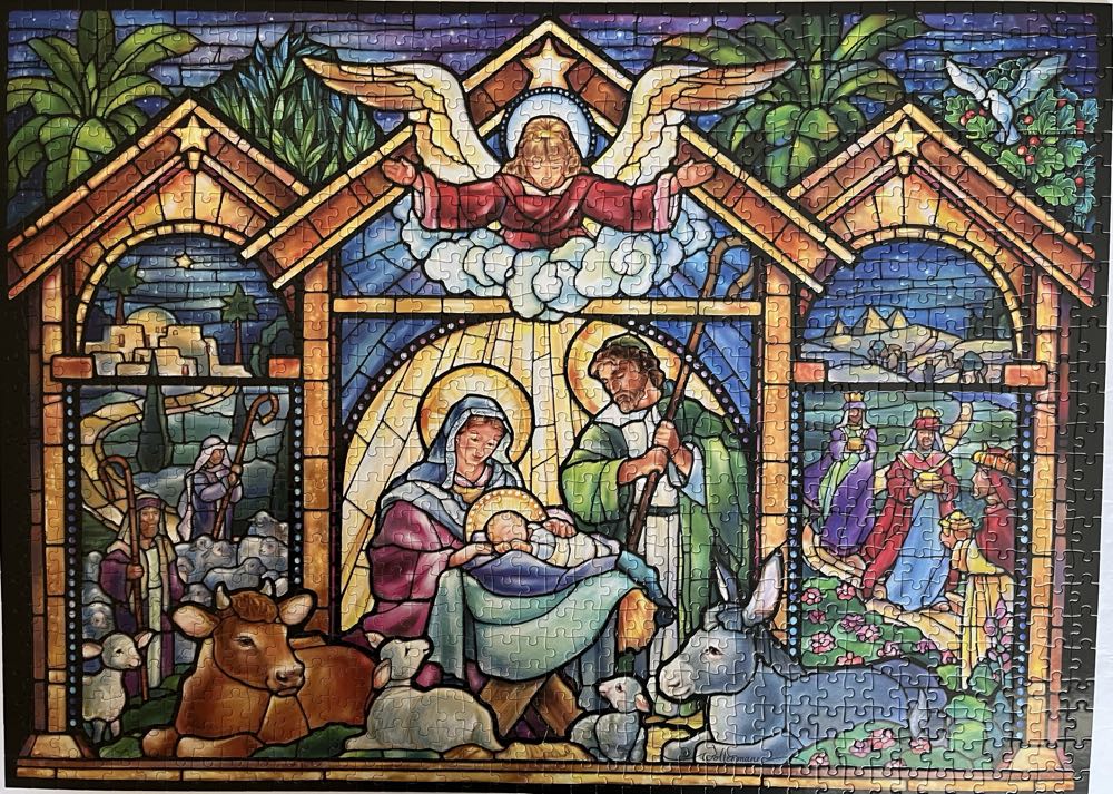 Advent Stained Glass Nativity ✅ - Vermont Christmas Company puzzle collectible [Barcode 819273024312] - Main Image 3
