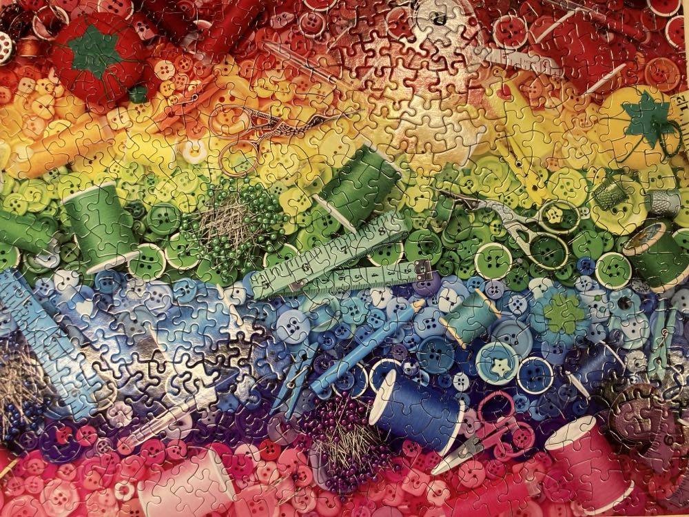 Sewing Rainbow - SunsOut puzzle collectible [Barcode 796780605237] - Main Image 2