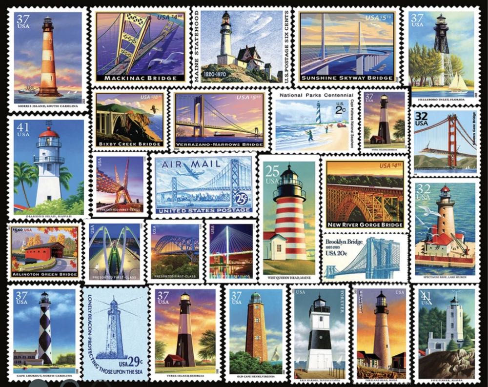 Lighthouses & Bridges 🆕 - White Mountain puzzle collectible [Barcode 724819267385] - Main Image 2