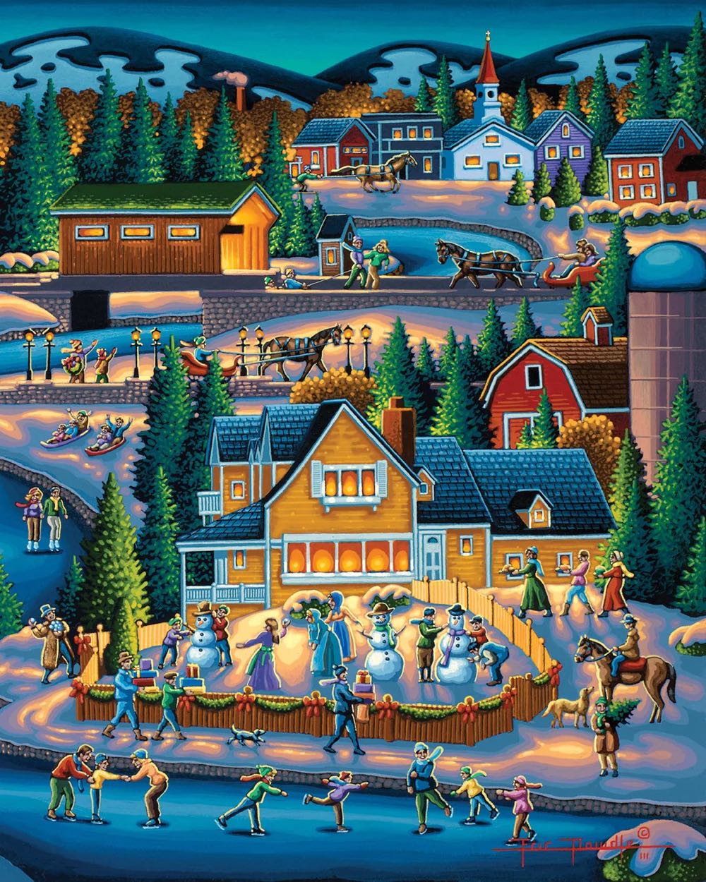 Through the Woods 🆕 - Dowdle Folk Art puzzle collectible [Barcode 671095003742] - Main Image 2