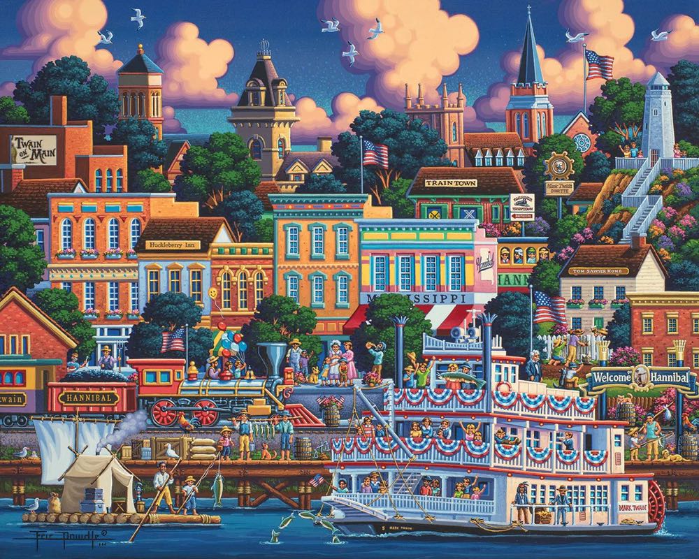 Mark Twain’s Hannibal 🆕 - Dowdle Folk Art puzzle collectible [Barcode 671095004589] - Main Image 2