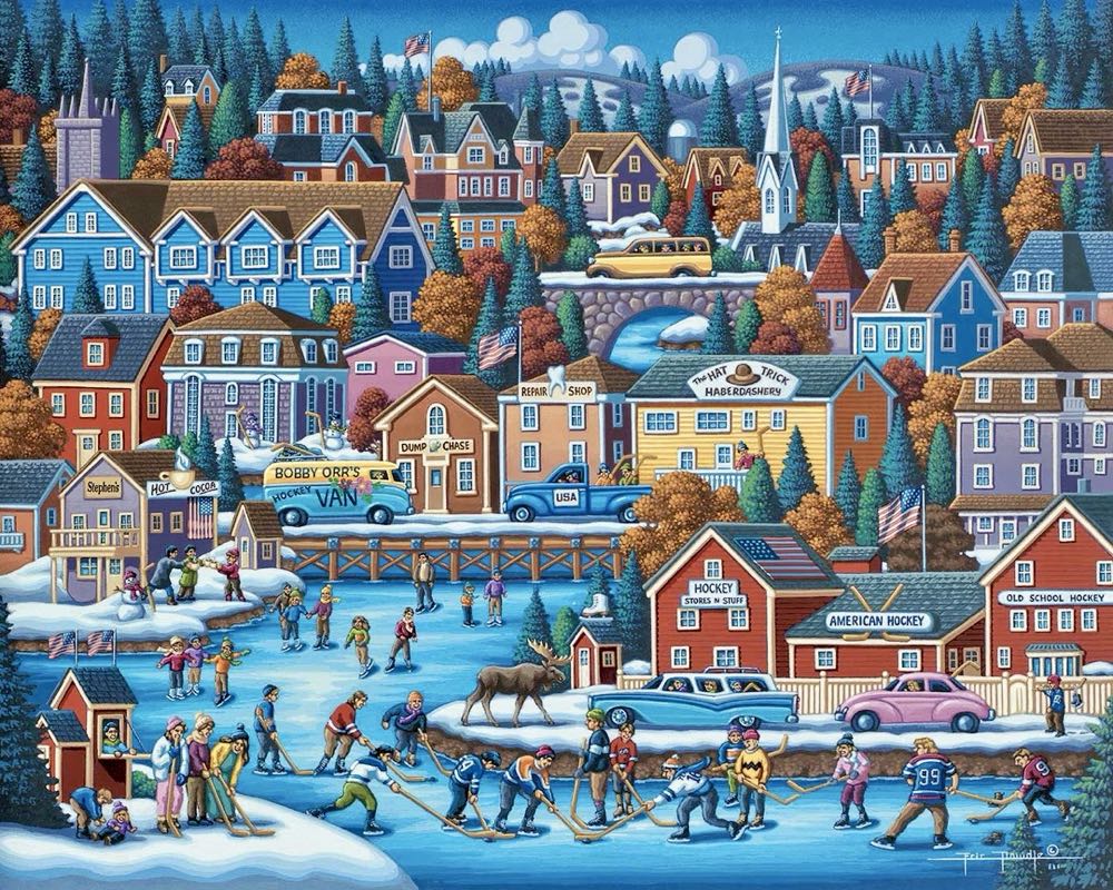 American Hockey - Dowdle Folk Art puzzle collectible - Main Image 1