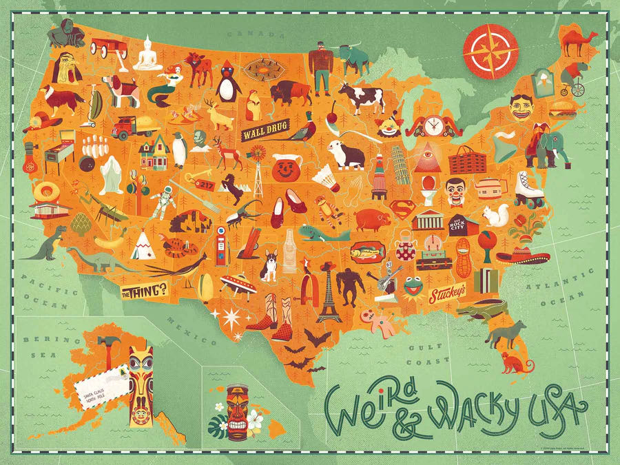 Discover the States : Weird & Wacky USA - True South Puzzle Company puzzle collectible [Barcode 653341297600] - Main Image 2