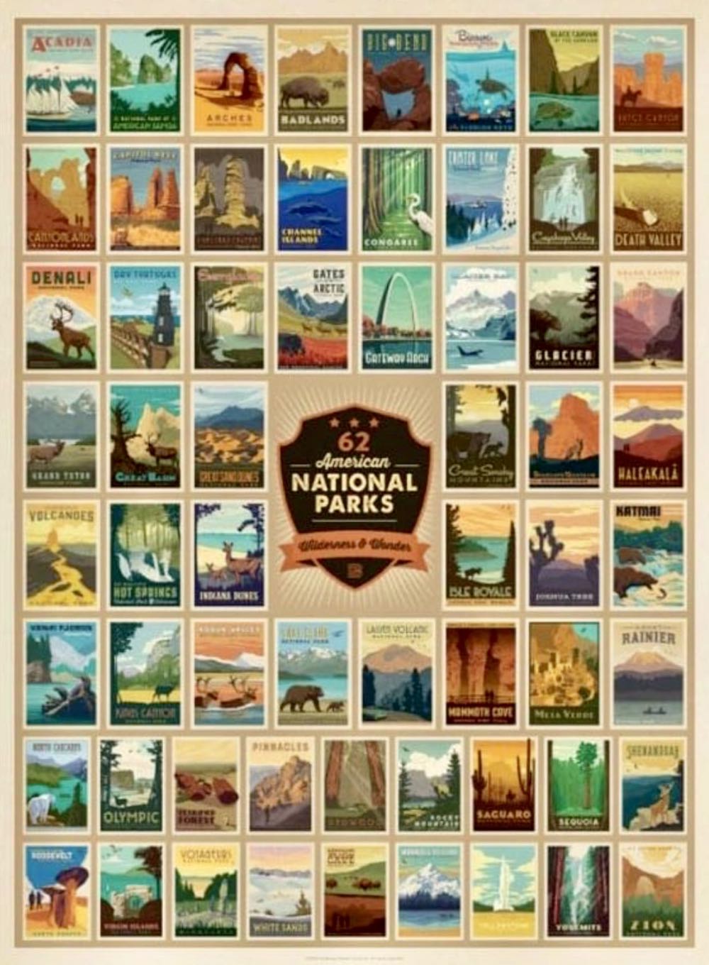 62 American National Parks - True South Puzzle Company puzzle collectible [Barcode 653341296603] - Main Image 2