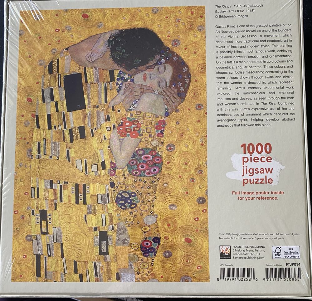 The Kiss - Flame Tree Publishing 🇬🇧 puzzle collectible [Barcode 819791022586] - Main Image 2