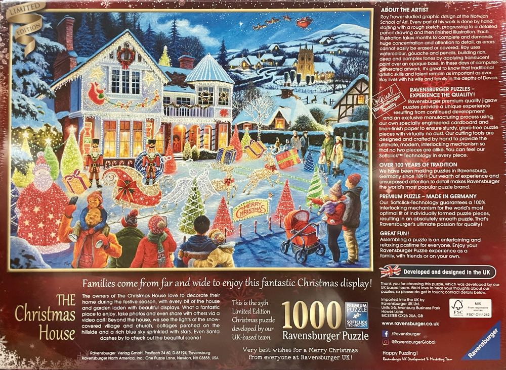 2021 Limited Edition : The Christmas House 🆕 - Ravensburger puzzle collectible [Barcode 4005556168491] - Main Image 2