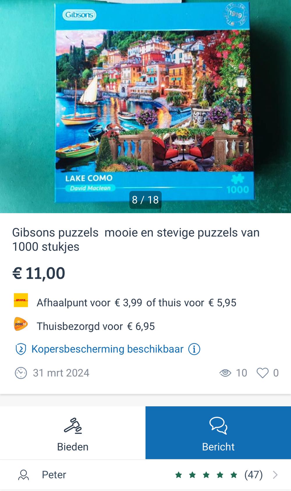 Lake Como - Gibsons puzzle collectible [Barcode 5012269063875] - Main Image 4