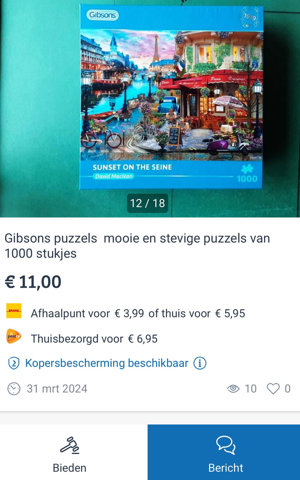 Sunset On The Seine - Gibsons puzzle collectible [Barcode 5012269063844] - Main Image 4