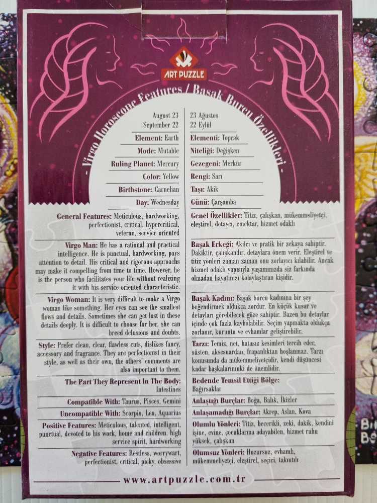 Horoscopes - Virgo - Art Puzzle puzzle collectible [Barcode 8682450148062] - Main Image 4