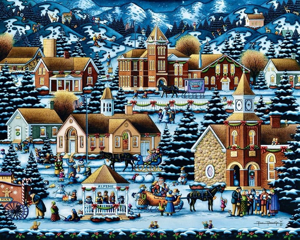 Alpine Christmas - Dowdle Folk Art puzzle collectible [Barcode 671095100472] - Main Image 2