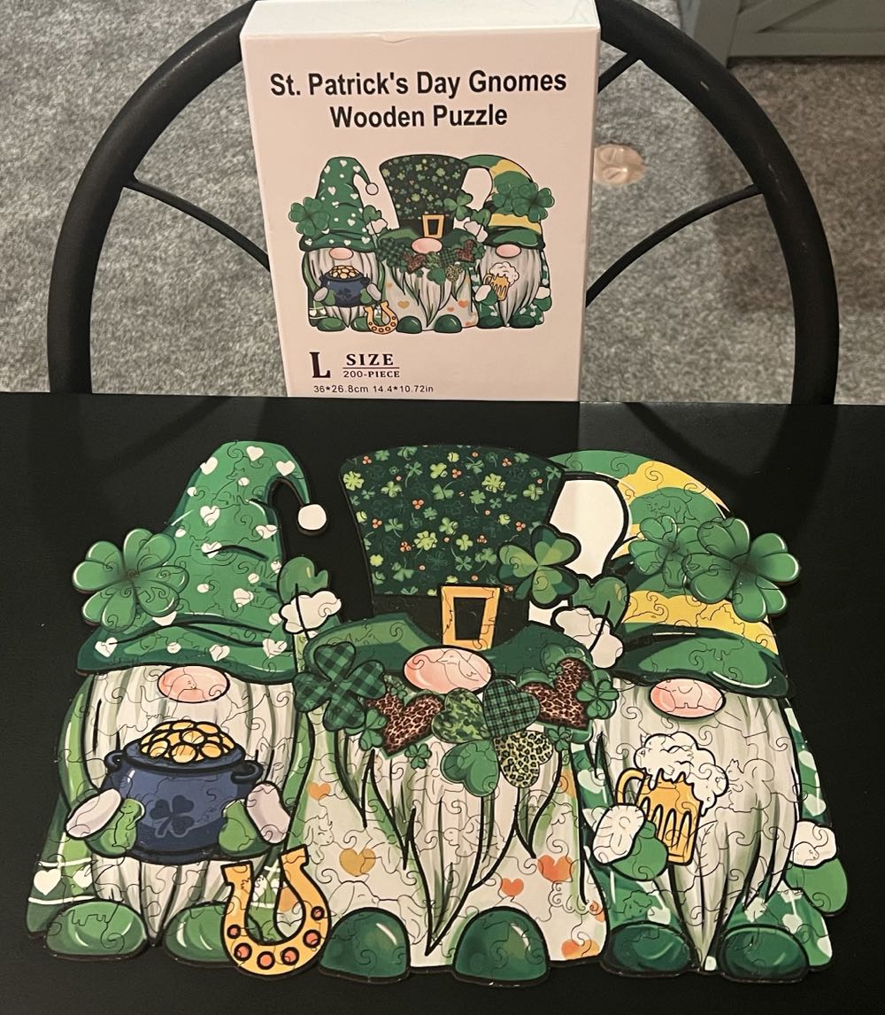 St Patrick’s Day Gnomes Wooden Puzzle - 758, 1/5/25-SOLD - Unknown puzzle collectible - Main Image 3