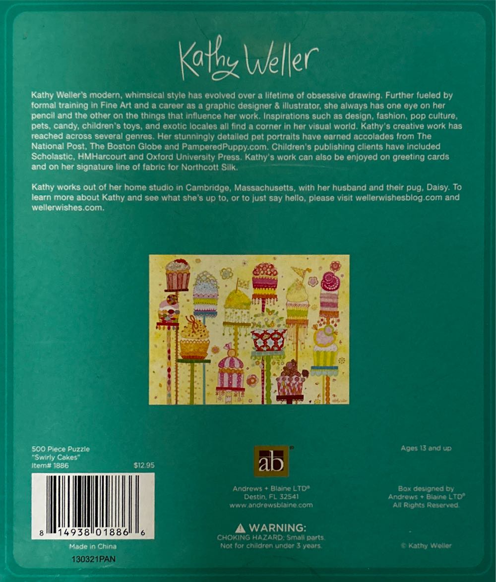 Swirly Cakes - Andrew +  Blaine Ltd. puzzle collectible [Barcode 814938018866] - Main Image 2