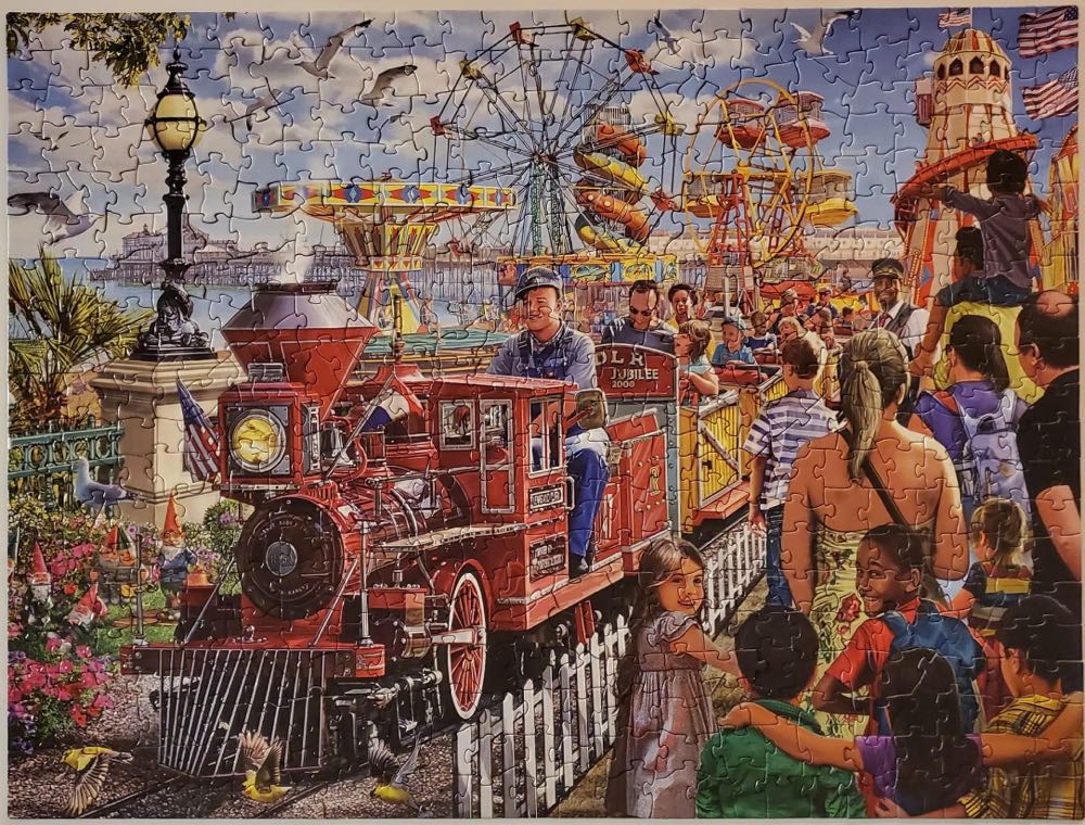 Seaside Railway  - White Mountain Puzzles puzzle collectible [Barcode 724819267910] - Main Image 3