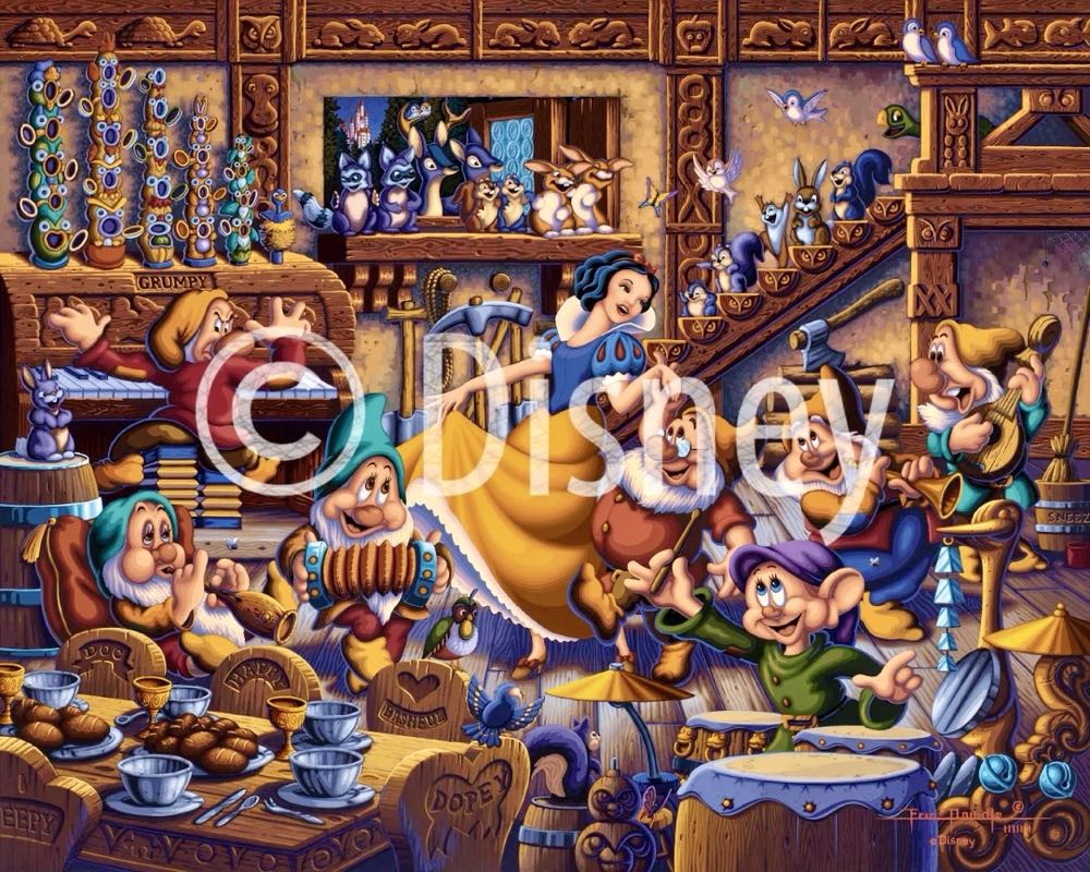 Snow White : Dancing with the Dwarfs 🆕 - Dowdle Folk Art puzzle collectible [Barcode 671095004923] - Main Image 2