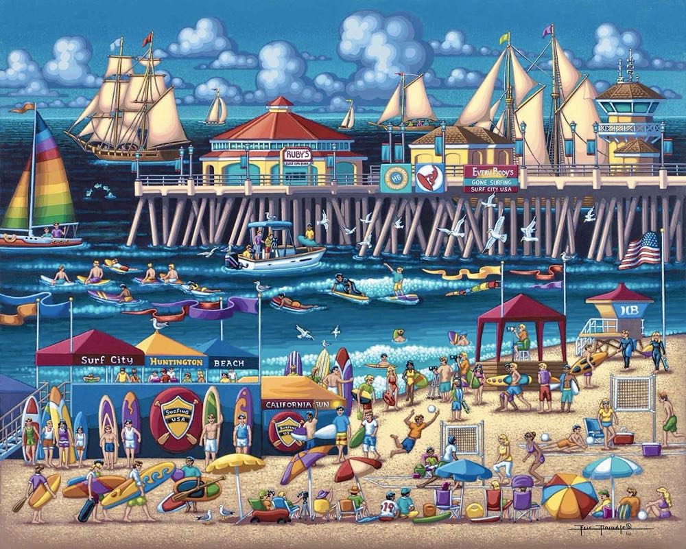 Huntington Beach 🆕 - Dowdle Folk Art puzzle collectible [Barcode 671095003155] - Main Image 2