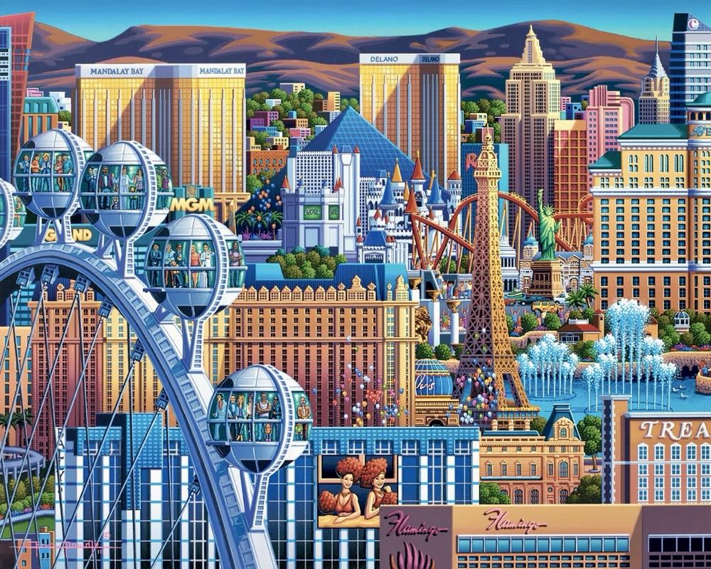 Las Vegas Great Wheel 🆕 - Dowdle Folk Art puzzle collectible [Barcode 671095003346] - Main Image 2