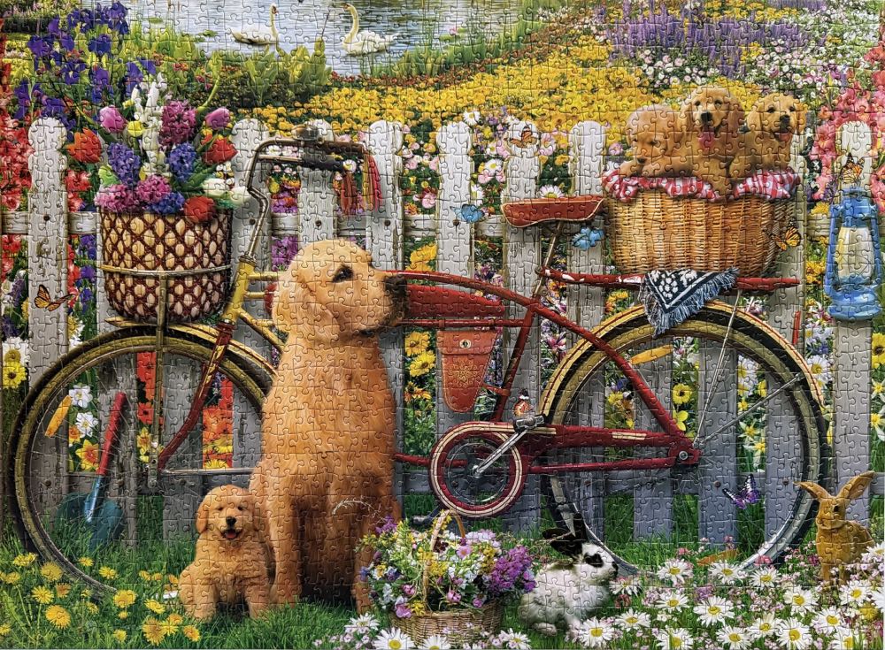Garden Dogs With Bike - RGS puzzle collectible [Barcode 6009712541140] - Main Image 2