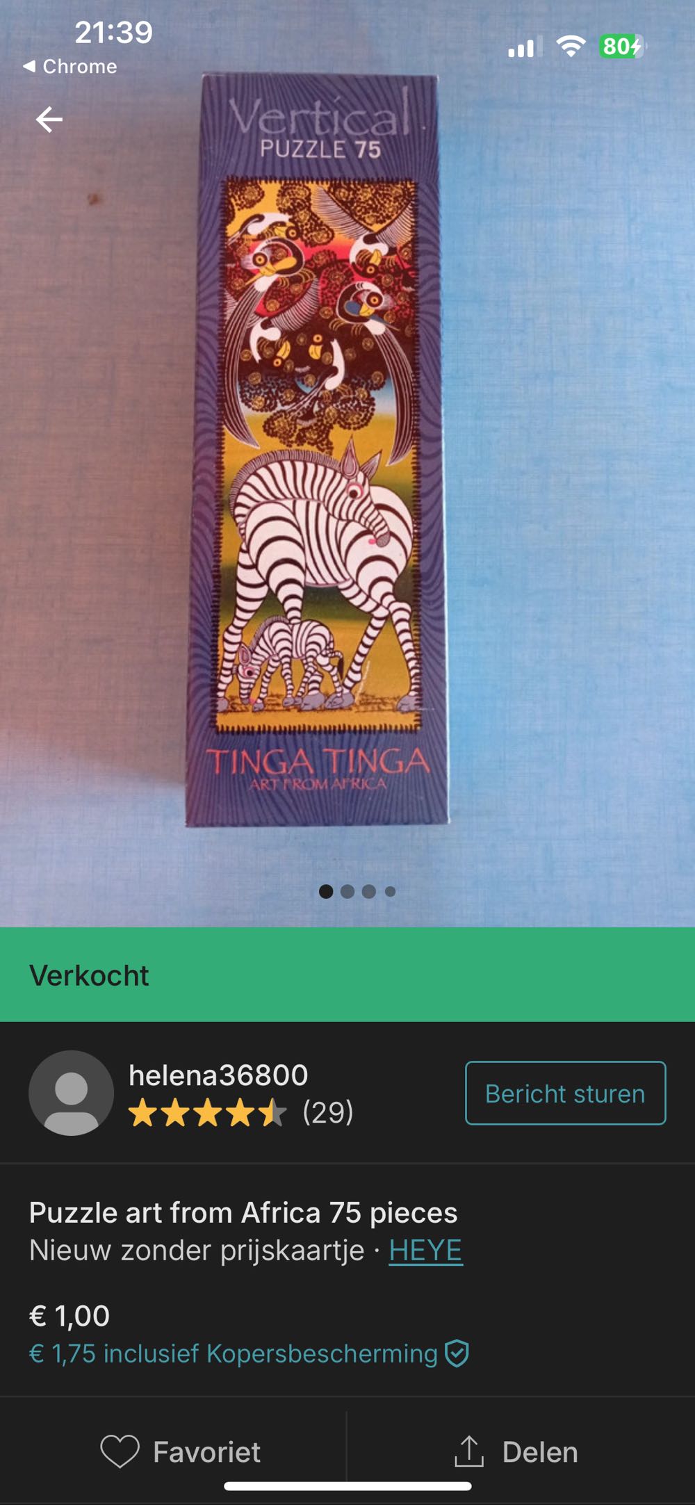 Tinga Tinga Zebra - Heye Puzzle puzzle collectible [Barcode 4001689295806] - Main Image 4