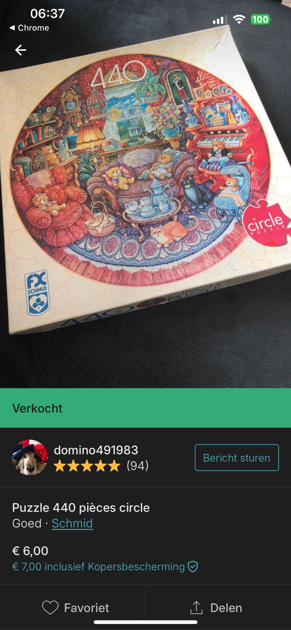 Tea Time With Teddy 🔴 (Verkocht 🛍️) - FX Schmid puzzle collectible [Barcode 099252912506] - Main Image 4