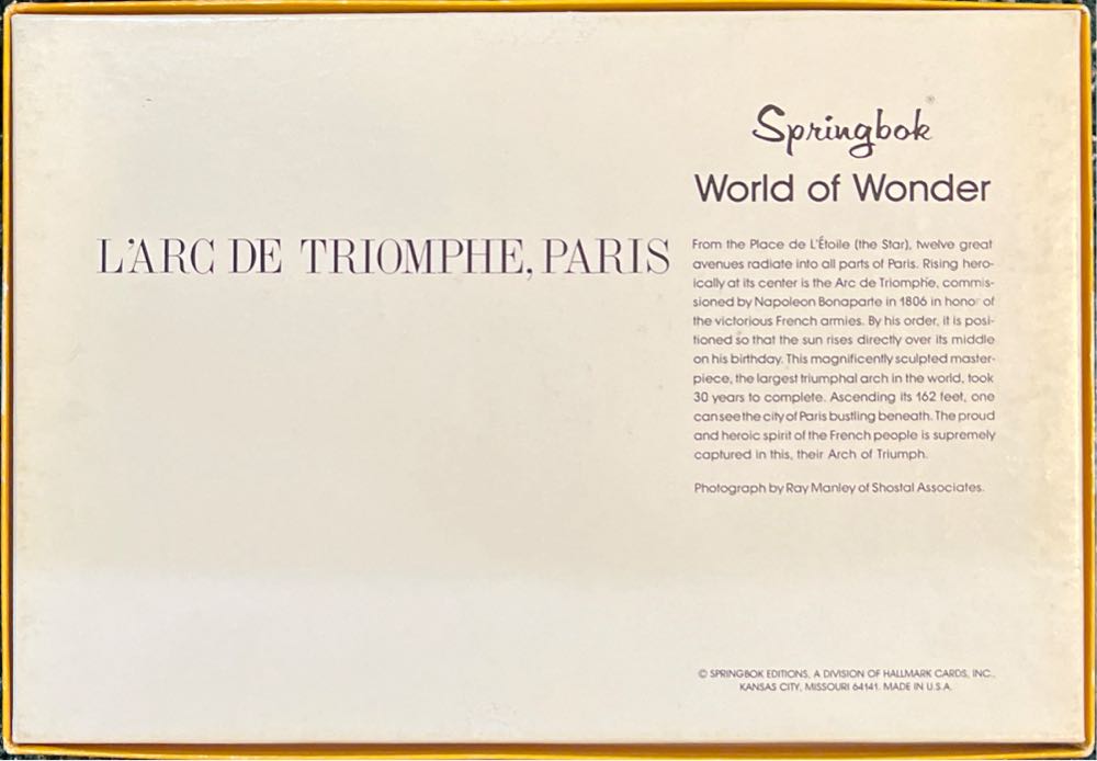 L’ARC DE TRIOMPHE, PARIS - SOLD - Springbok puzzle collectible - Main Image 2
