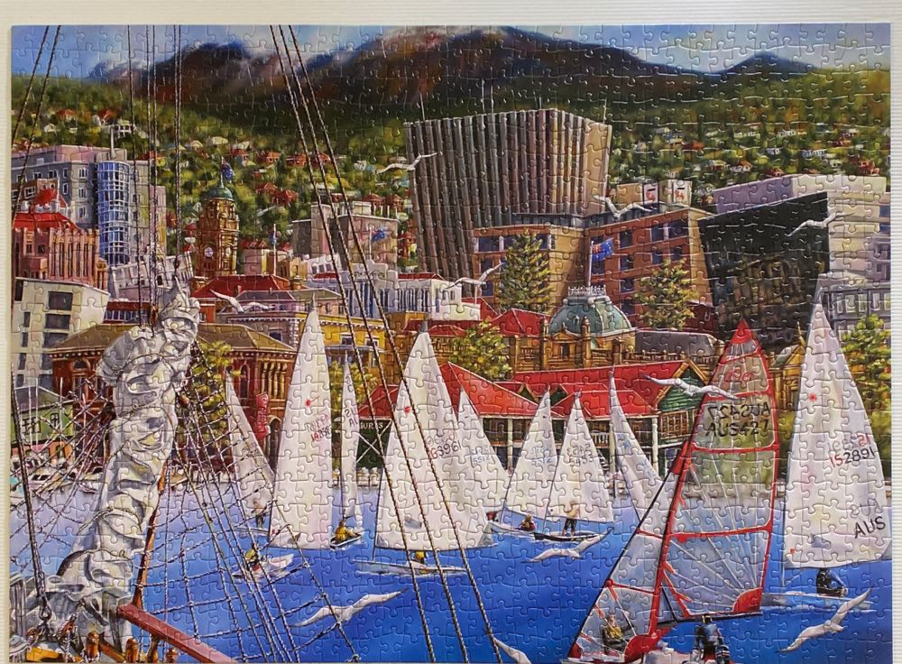 New Blue Opal C Jigsaw Puzzles Deluxe 1000 Pc Days On The Derwent Shohet - Blue Opal 🇦🇺 puzzle collectible [Barcode 633793021121] - Main Image 2