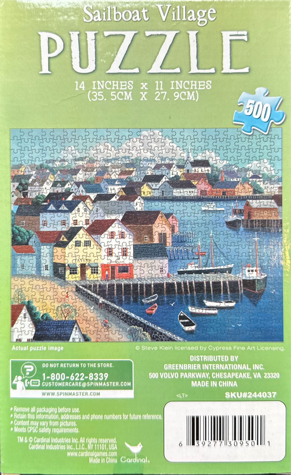 Sailboat Village  - Cardinal 🐦🇺🇸 puzzle collectible [Barcode 639277309501] - Main Image 2