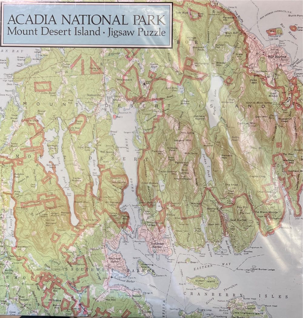 Acadia National Park Mt Desert Island Maine Map 500 Piece Jigsaw Sealed Pcs Mount 18”×24” - Coburn Designs puzzle collectible [Barcode 9781880457016] - Main Image 2