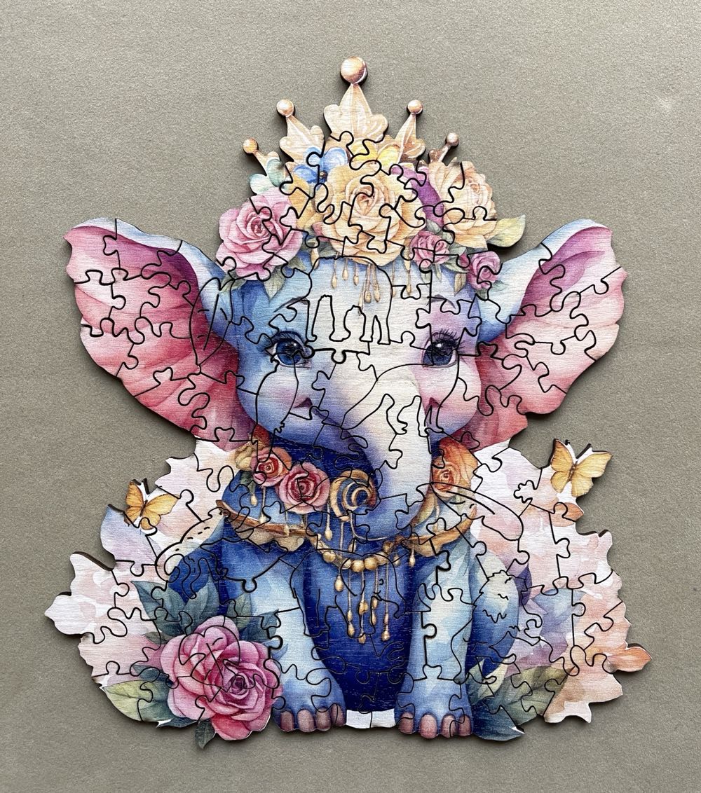 Crowned Elephant Wooden Puzzlle - Temu puzzle collectible - Main Image 2