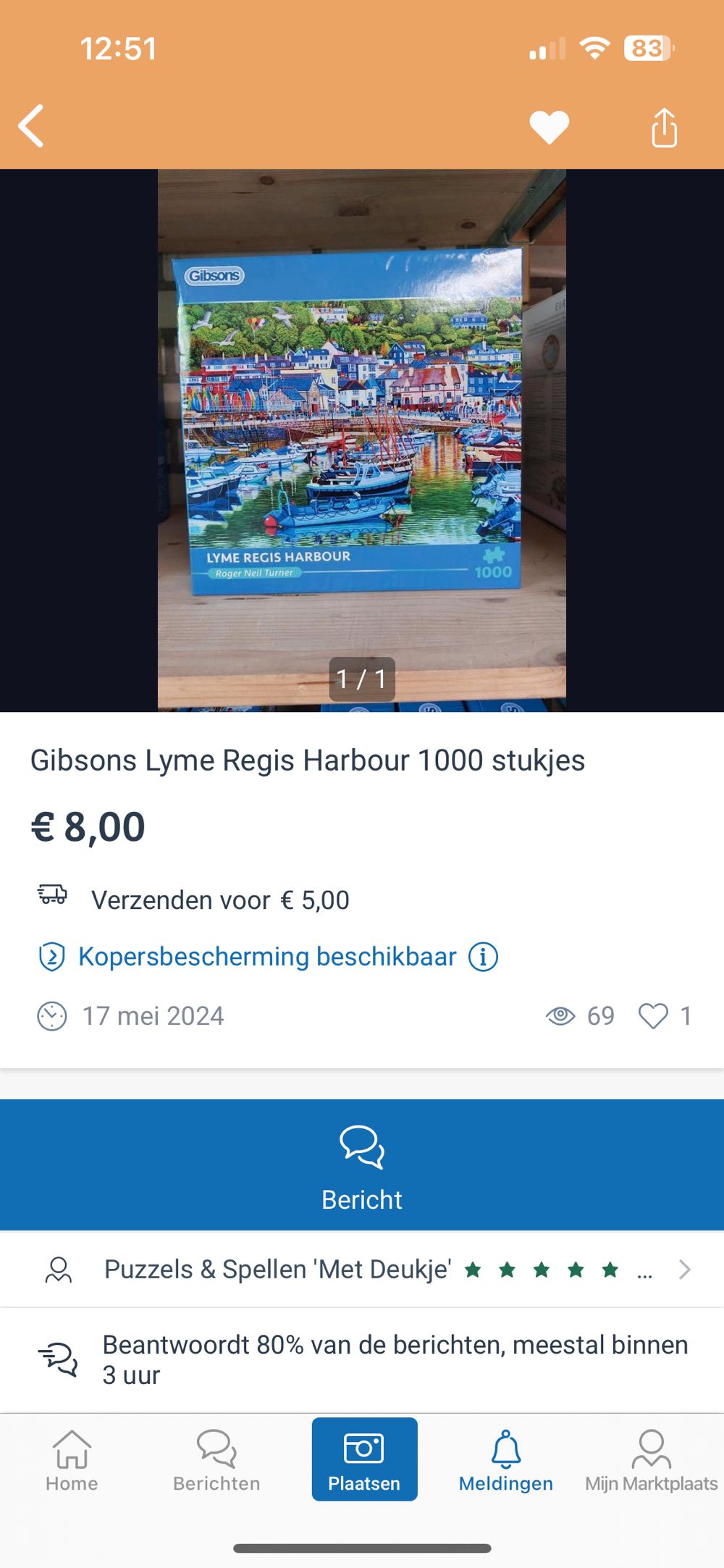 Lyme Regis Harbour - Gibsons puzzle collectible [Barcode 5012269063929] - Main Image 3