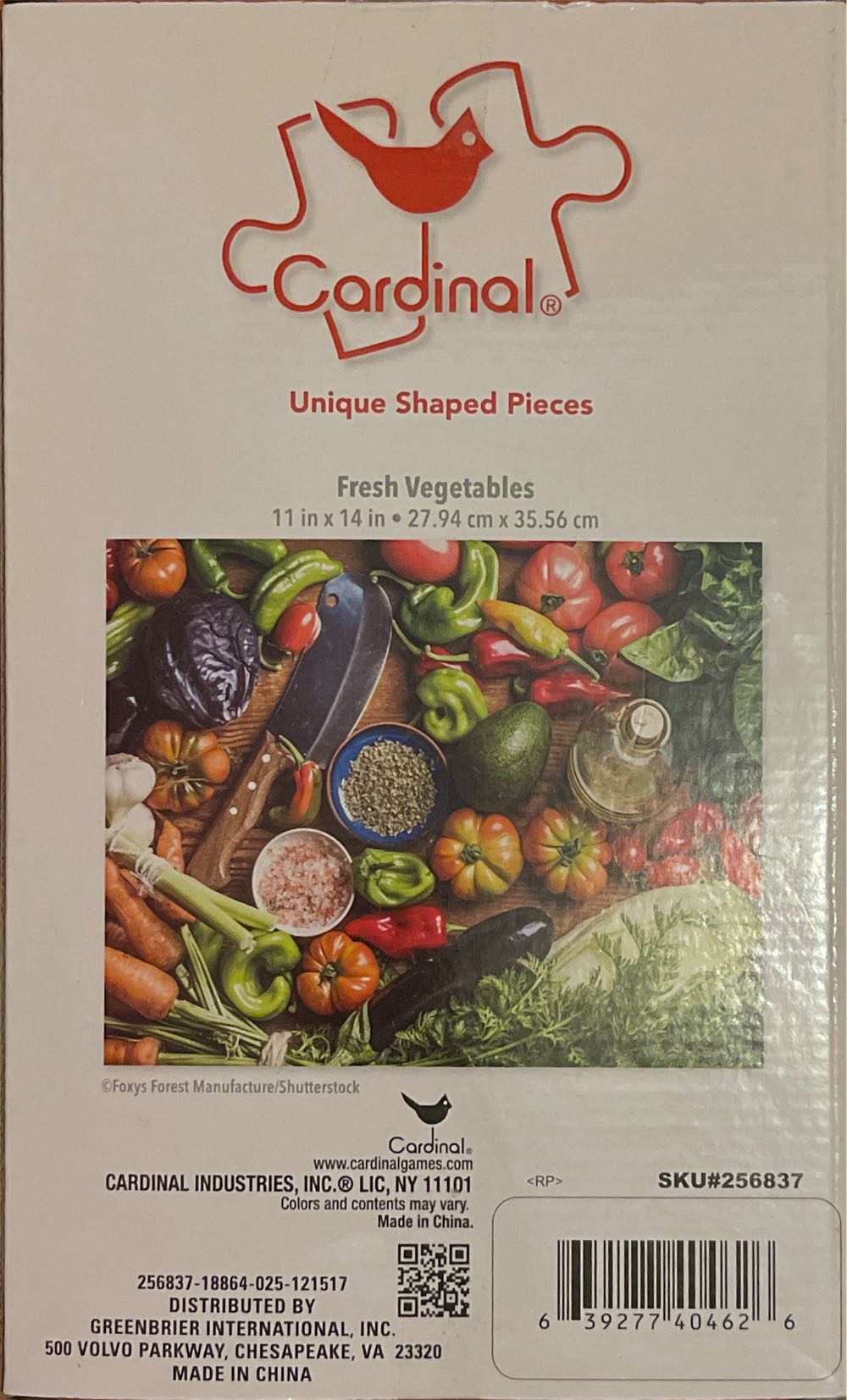 Fresh Vegetables - Cardinal Industries puzzle collectible [Barcode 639277404626] - Main Image 2
