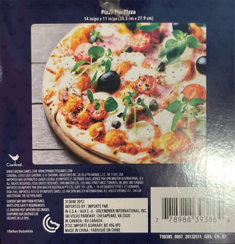 Pfg Pizza Pie Usage Used Puzzles For Good - Cardinal puzzle collectible [Barcode 778988393864] - Main Image 2
