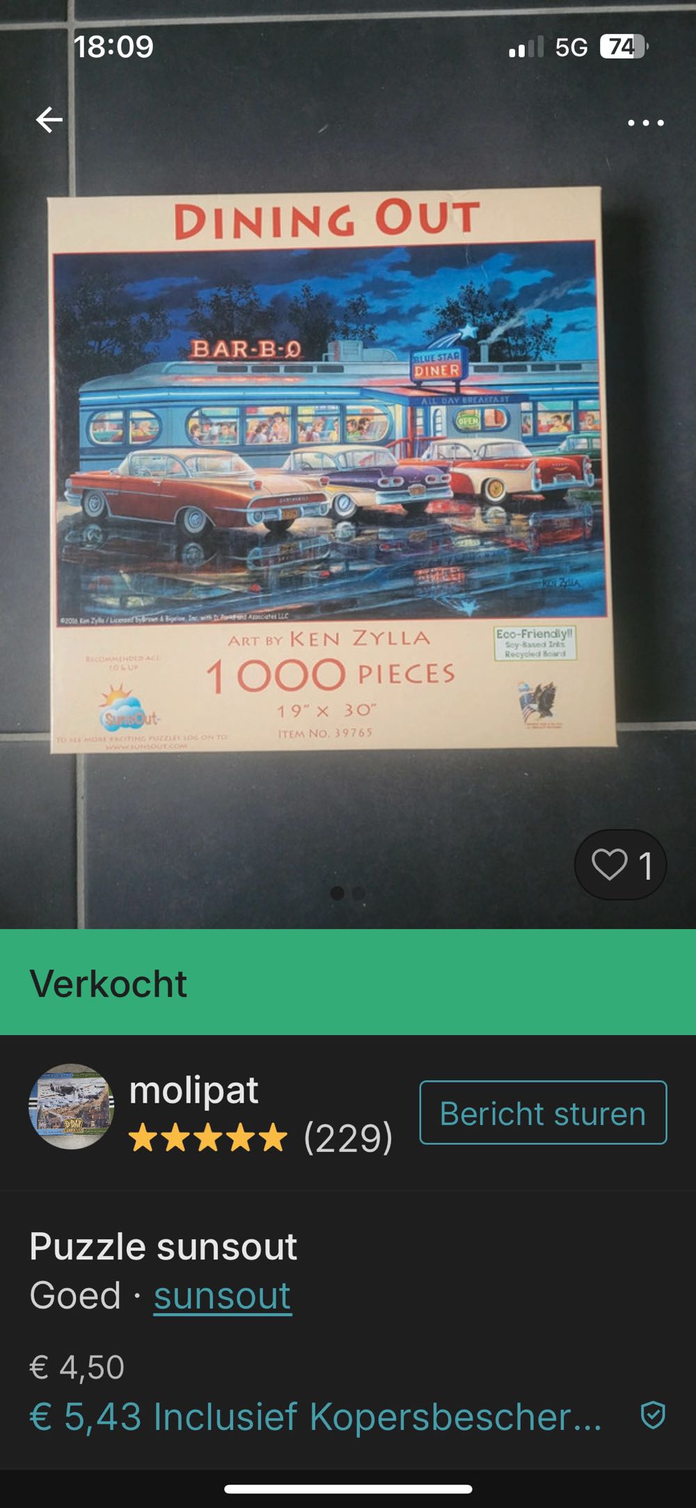 Dining Out - SunsOut puzzle collectible [Barcode 796780397651] - Main Image 4