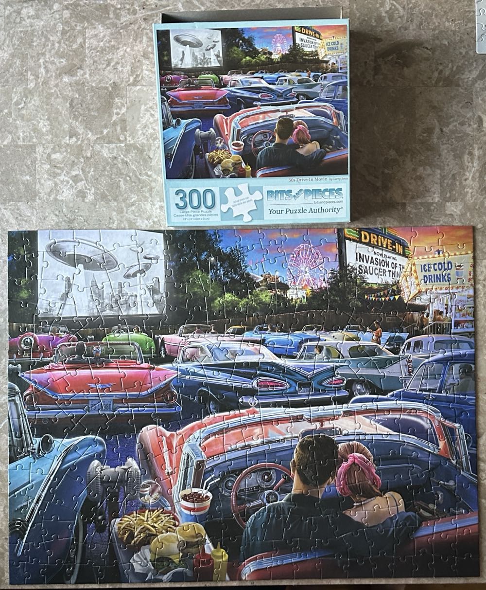 50s Drive-In Movie - Bits & Pieces puzzle collectible [Barcode 192949079411] - Main Image 2