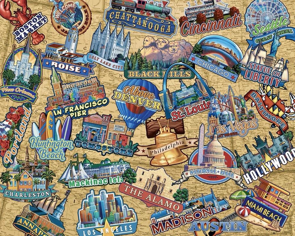 Travel America 🆕 - Dowdle Folk Art puzzle collectible [Barcode 671095065061] - Main Image 2