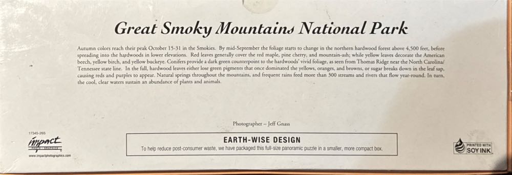 Great Smoky Mountains National Park - Impact Photo Graphics puzzle collectible [Barcode 045622925591] - Main Image 3