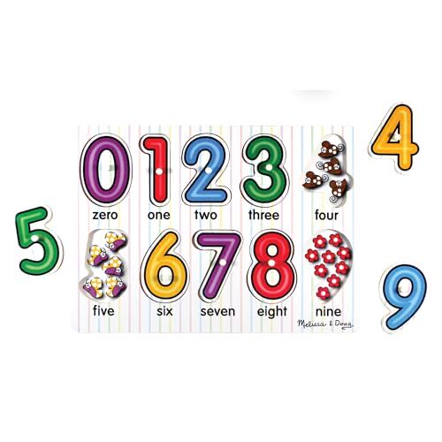 Numbers Lift & See Wooden Peg Puzzle - Melissa & Doug puzzle collectible [Barcode 000772032735] - Main Image 1