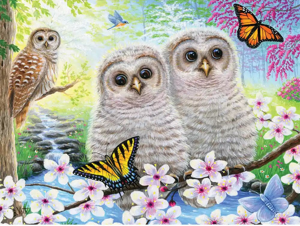 Spring Owlets  (NIB) Cheryl - Bits And Pieces puzzle collectible [Barcode 192949074485] - Main Image 2