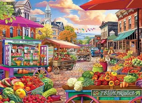 Main Street Market Day - EuroGraphics puzzle collectible [Barcode 0628136658607] - Main Image 2