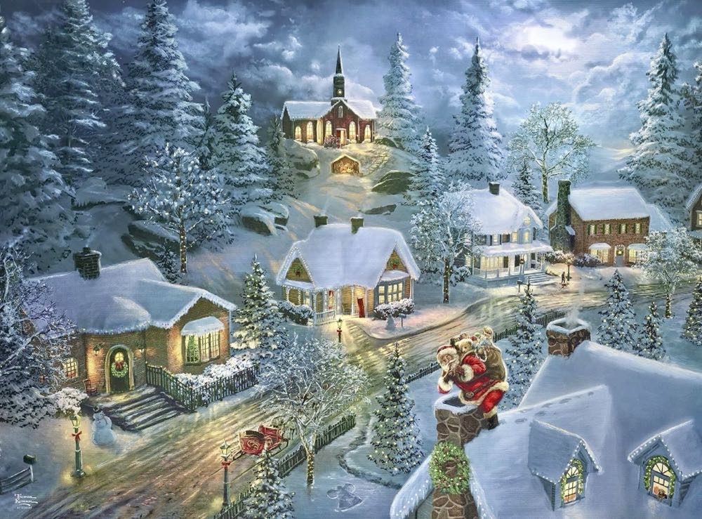 Thomas Kinkade : Santa’s Silent Night 🆕 - Ceaco puzzle collectible [Barcode 021081224154] - Main Image 2