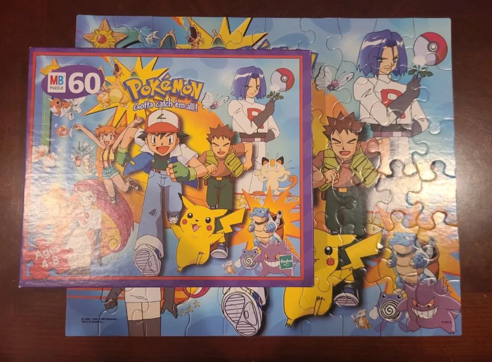 Pokemon 60 Piece Pokemon Gold & Silver 60 Pieces Team Rocket 60 Pc Ash Gotta Catch ’em All! Milton Bradley 60 1999 Hasbro Vintage Mb All Pikachu Complete Jigsaw New Sealed Em And 2001 Nintendo Misty Vtg Factory Pokémon 2 Pcs Meowth ‘em - Hasbro MB Puzzles puzzle collectible [Barcode 076930411070] - Main Image 2