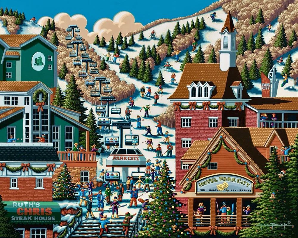 Ski Park City - Dowdle Folk Art puzzle collectible [Barcode 671095201155] - Main Image 2