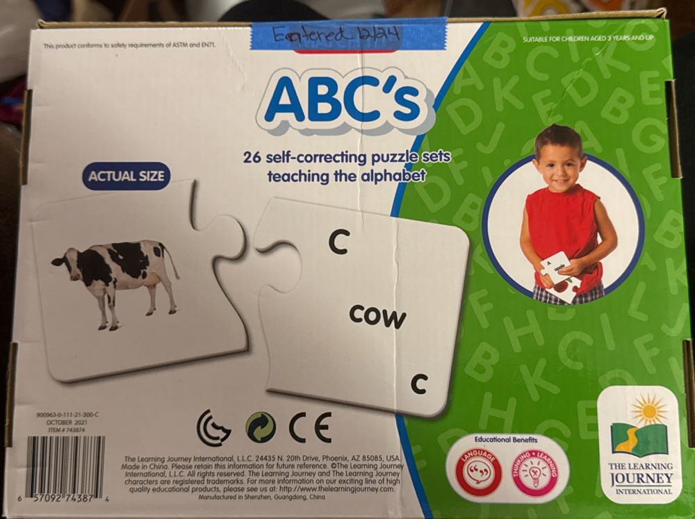 The Learning Journey: Match It! Abcs Abc Puzzle Alphabet Puzzles For 2 Year Olds Alphabet Puzzles For Kids Ages 3-5 Pre Kindergarten Learning Materials Award Winning Educational Toys  puzzle collectible [Barcode 657092743874] - Main Image 2
