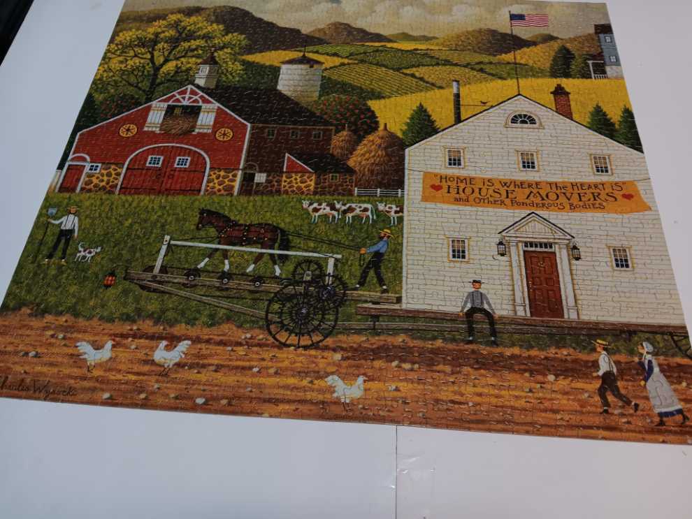 Moving Day In Amish Country  - Milton Bradley Company puzzle collectible [Barcode 032244046797] - Main Image 2