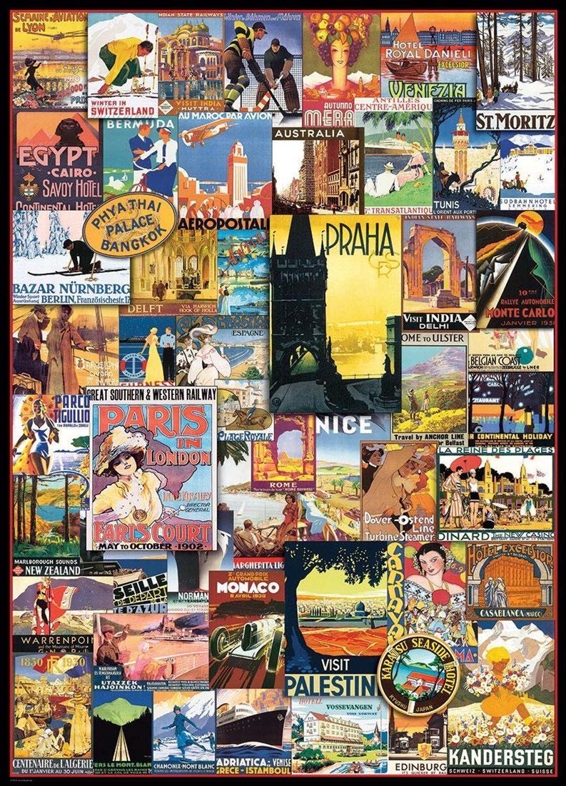 Travel Around The World Vintage Posters - EuroGraphics puzzle collectible [Barcode 0628136607551] - Main Image 2