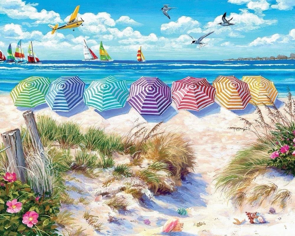 Rainbow Umbrellas - White Mountain puzzle collectible [Barcode 724819268085] - Main Image 2