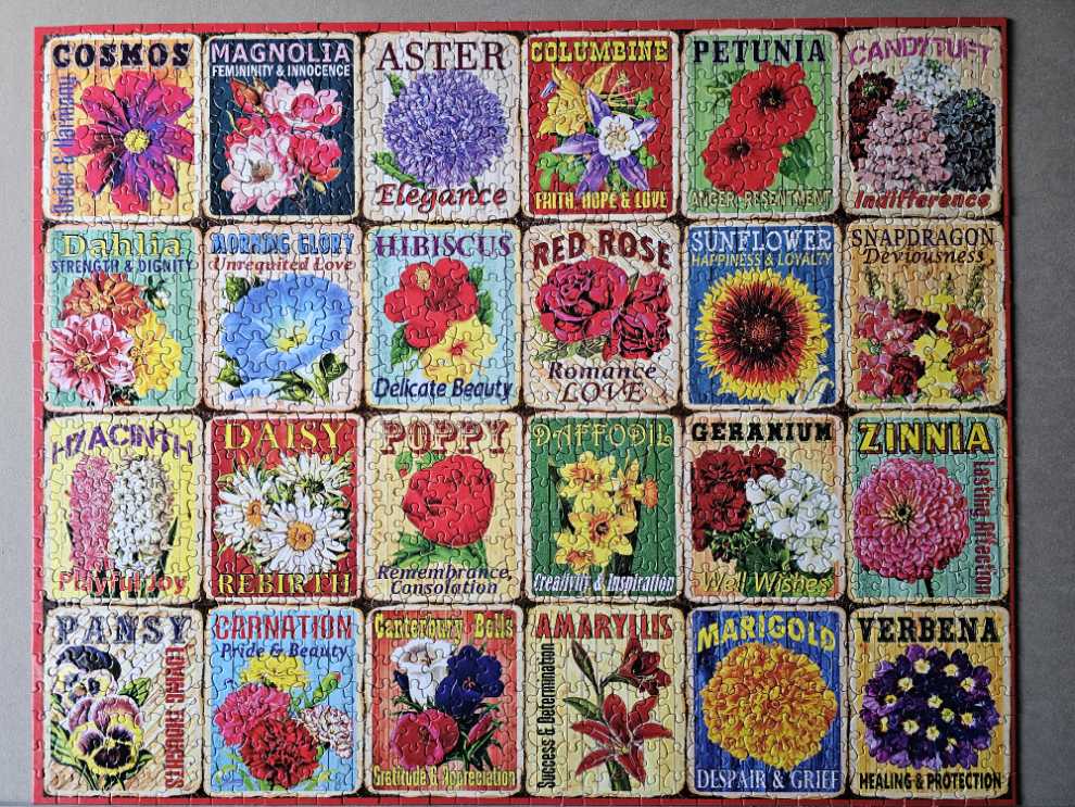 What Flowers Mean - White Mountain Puzzles puzzle collectible [Barcode 724819268160] - Main Image 2