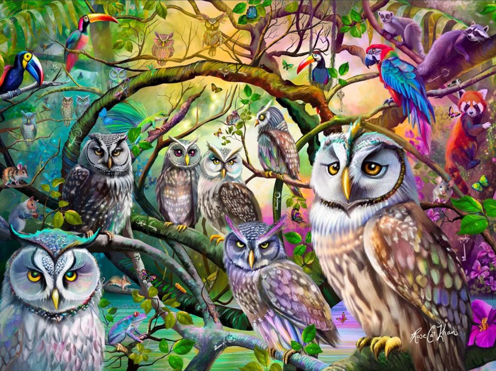 Tropical Owls - Karmin International puzzle collectible [Barcode 773392503571] - Main Image 2