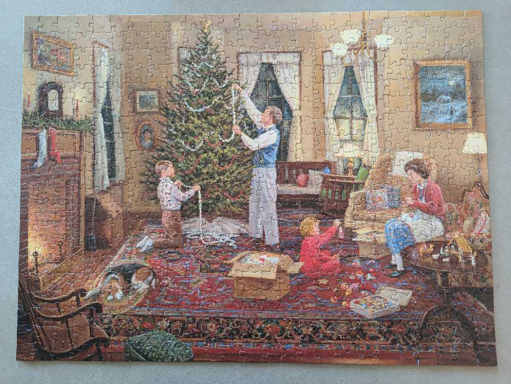 Trimming The Tree (25BC-0079) - Cobble Hill puzzle collectible [Barcode 625012571296] - Main Image 2