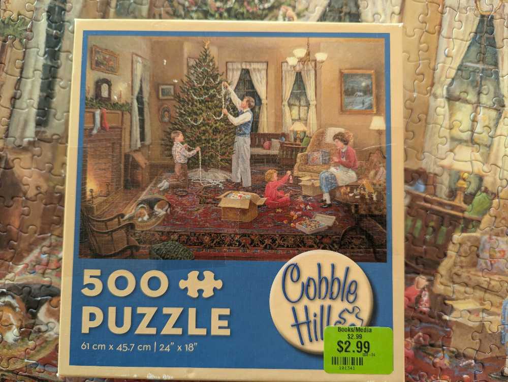 Trimming The Tree (25BC-0079) - Cobble Hill puzzle collectible [Barcode 625012571296] - Main Image 3
